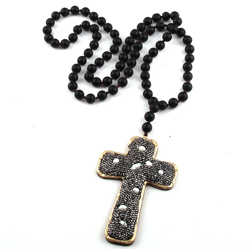 Ожерелье с подвеской MOODPC модное черное ожерелье из лавы и камней украшенное