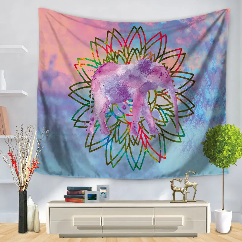 Home Decorative Wall Hanging Carpet Tapestry Rectangle Bedspread Elephant And Mandala Print Pattern GT1256 | Дом и сад