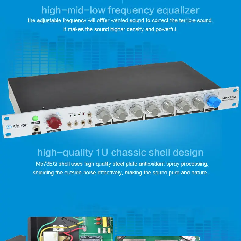 Alctron MP73EQ High-End микрофон/инструмент предусилитель и эквалайзер, Pro Mic/Line предусилитель микрофона и эквалайзер