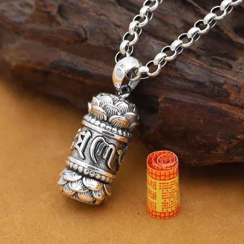 Новинка! Винтажная подвеска мантра из серебра 990 пробы в тибетском стиле