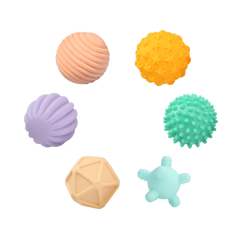 textured ball 6pcs Beiens 6-10Pcs каучук антистресс шары, младенец дотрагиваться шар обучение и тренировка, шары игрушки для мальчиков девочка - Цвет: textured ball 6pcs