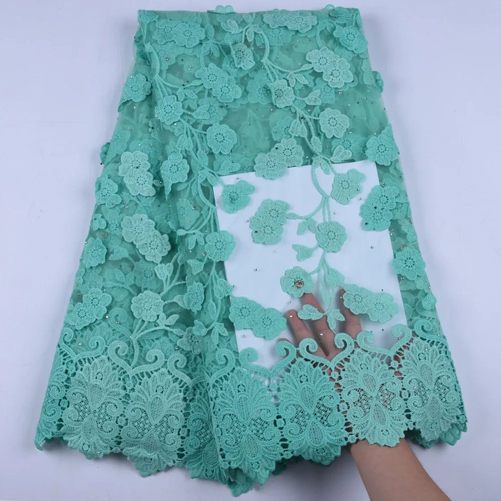 

Hot Sale High Quality African Milk Silk Lace Fabric Teal Appliqu 3d French Tulle Lace Fabric For Nigerian Wedding Dress 1628