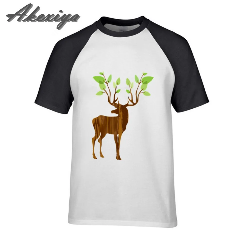 

New Deer Tree Print tshirt men Funny antlers t shirt Summer 2019 T-shirt Hip Hop Pullover Harajuku Short Sleeve fitness clothing