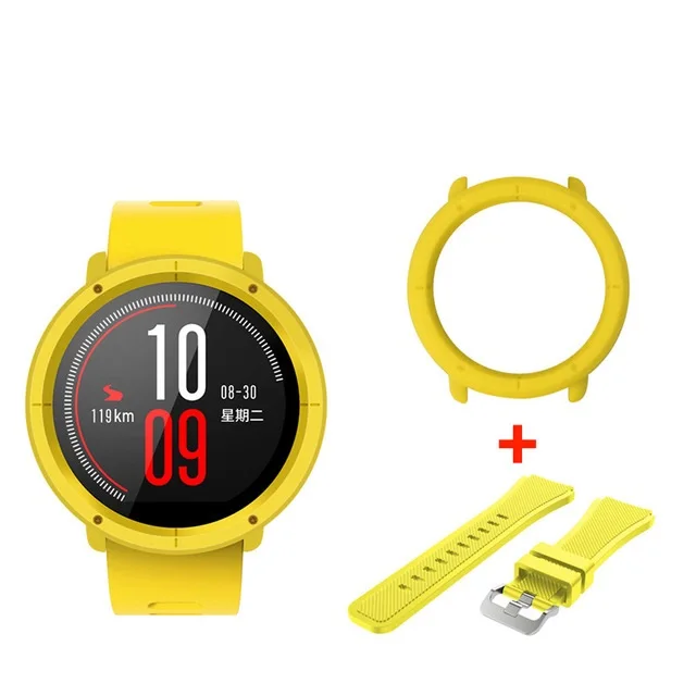 Многоцветный силиконовый ремешок для часов с тонкой рамкой корпуса для Huami Amazfit Pace Замена браслета Полные Защитные чехлы