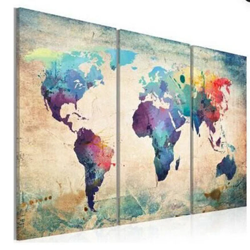 

HUGE MODERN ABSTRACT WALL DECOR ART OIL PAINTING ON CANVAS no frame World Map For Living Room