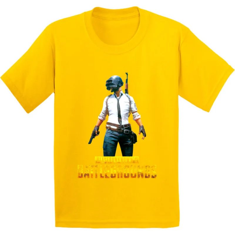 Yellow A Детская Хлопковая футболка с рисунком игры Playerunknown's Battlegrounds PUBG; забавная одежда для малышей; Повседневная футболка для мальчиков и девочек - Цвет: Yellow A