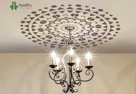 Потолок медальон Наклейка на стену Племенной цветок Съемный Графическое