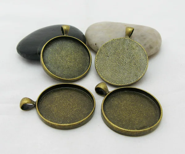 TOAOB 30 шт. античная бронза 25 мм круглая подвеска оправа для кабошона камеи База