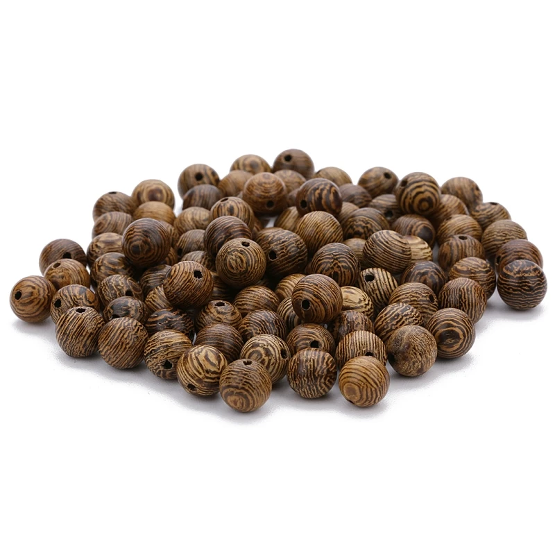100pcs/lot Natural Striped Wooden Beads 8.5mm Round Wood Spacer Fit for bracelet necklace DIY jewelry Making Findings | Украшения и