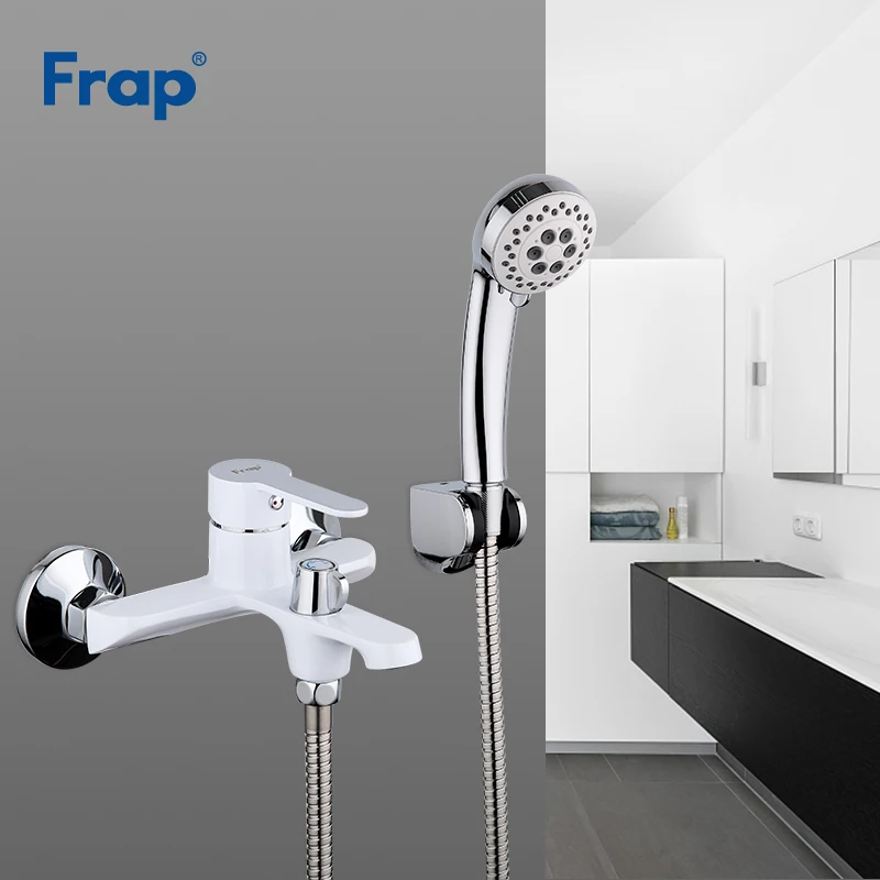 frap bathtub faucets multi color bathroom shower brass chrome wall mounted bath shower mixer tap shower head set black white red free global shipping