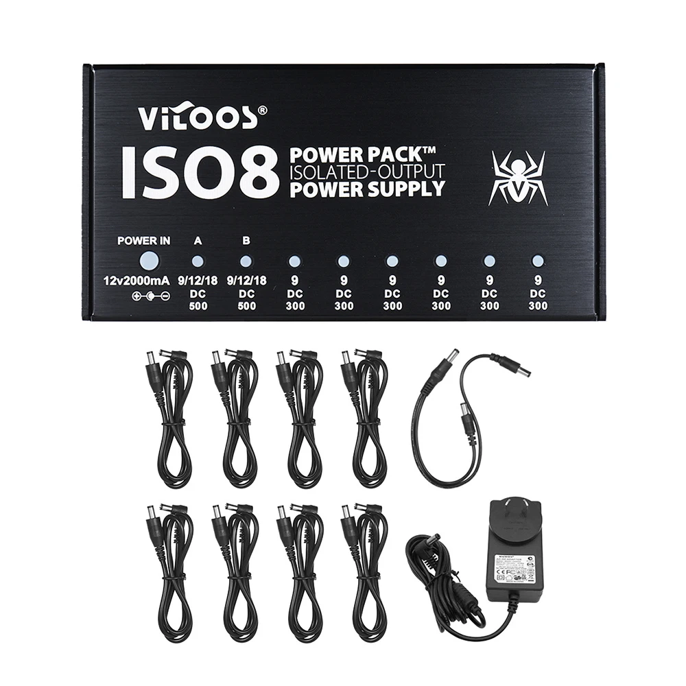 VITOOS ISO8 компактный размер гитарные эффекты Электропитание блок питания станция 8 изолированных DC выходов для 9 V/12 V/18 V гитарных эффектов - Цвет: AU PLUG