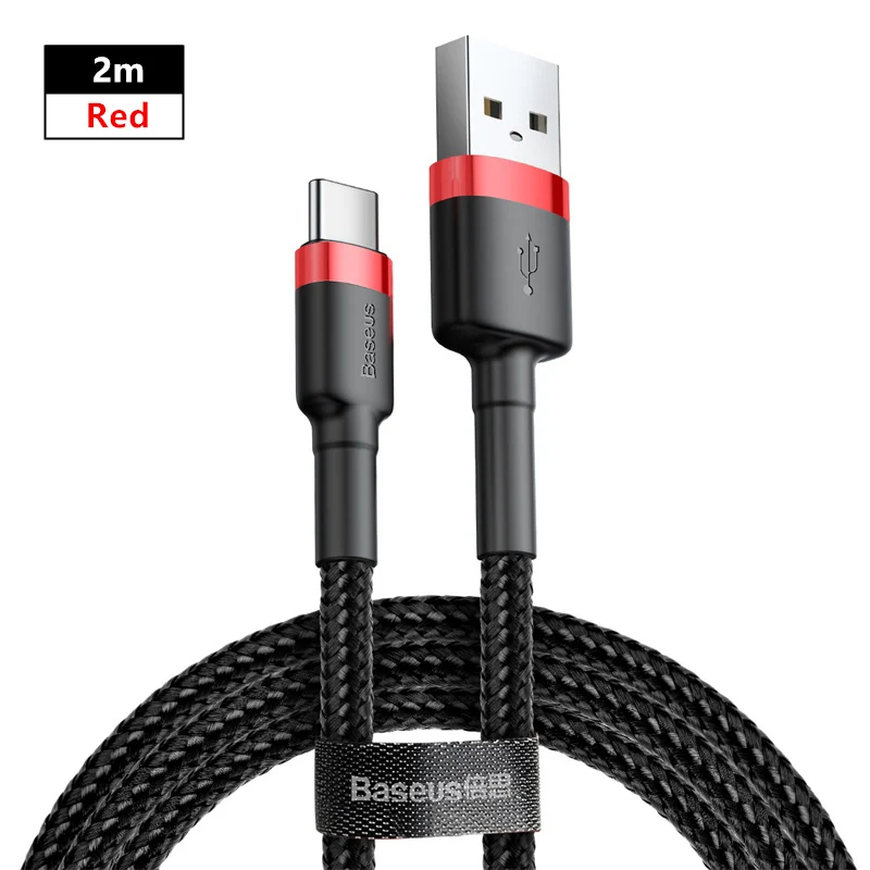 2m Red Baseus usb type-C кабель для зарядки для samsung S9 S10 мобильный телефон Быстрая зарядка type-C зарядка USB провод для Xiaomi Redmi шнур для передачи данных - Название цвета: 2m Red