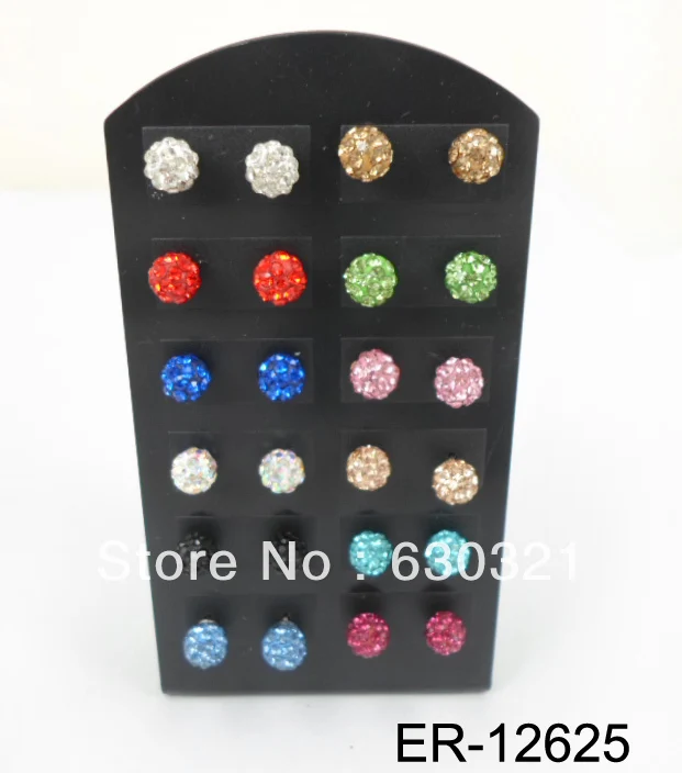 Бесплатная доставка 6 мм pave ball 12Pk серьги-гвоздики | Украшения и аксессуары