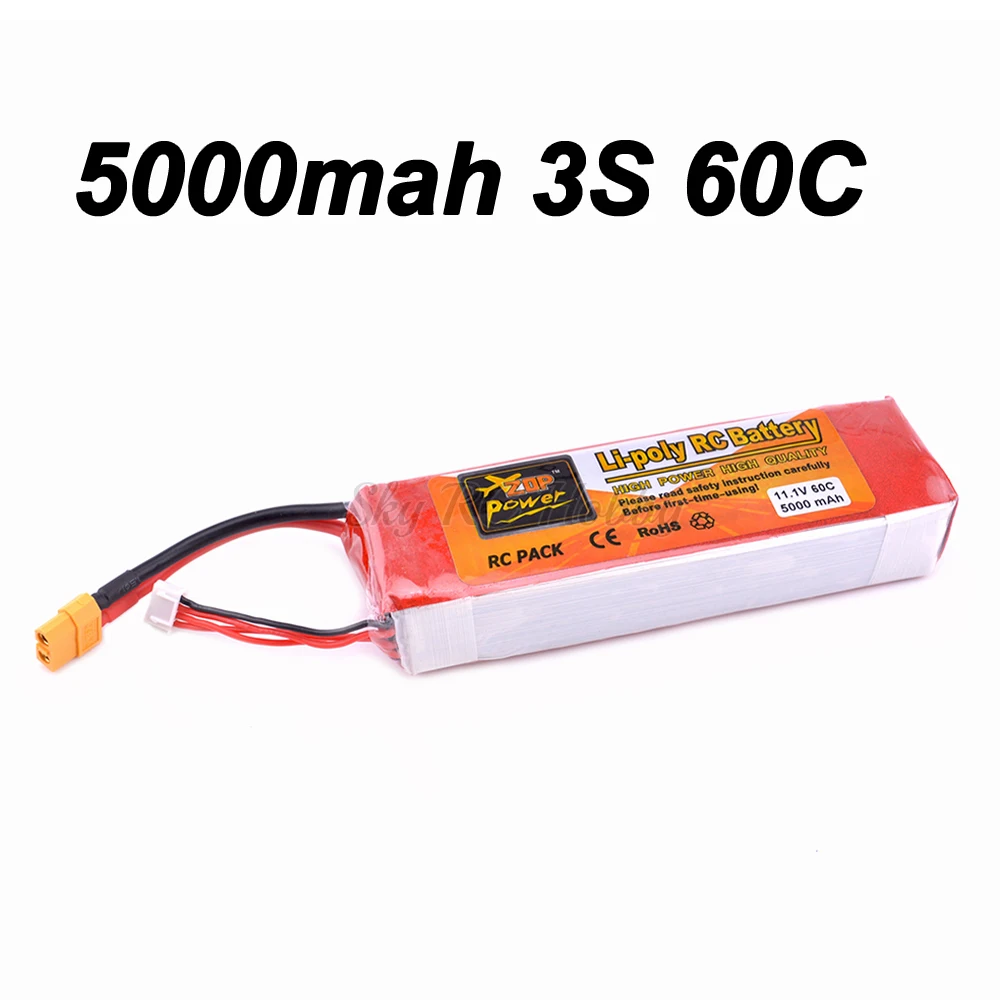 ZOP мощность 11,1 V 5000mAh батарея 3S 60C XT60 Разъем для RC Quadcopter Запасные Части RC модели