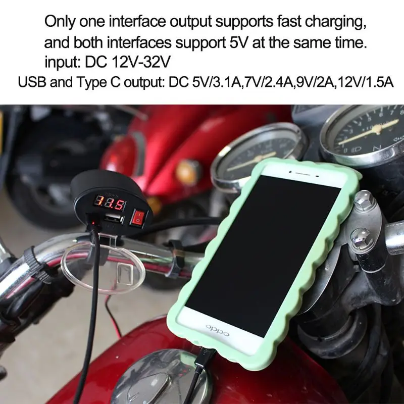 Универсальный Водонепроницаемый 12 V-24 V мотоцикл QC 3 0 Тип usb C PD быстрая Зарядное
