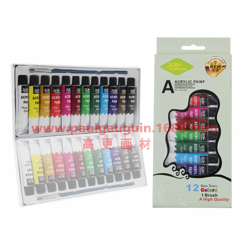 acrylic paint 12 цветов, трубчатая акриловая краска/акварель/масляная живопись, аутентичный Европейский сертификат EN, краска, набор ручек - Цвет: acrylic paint