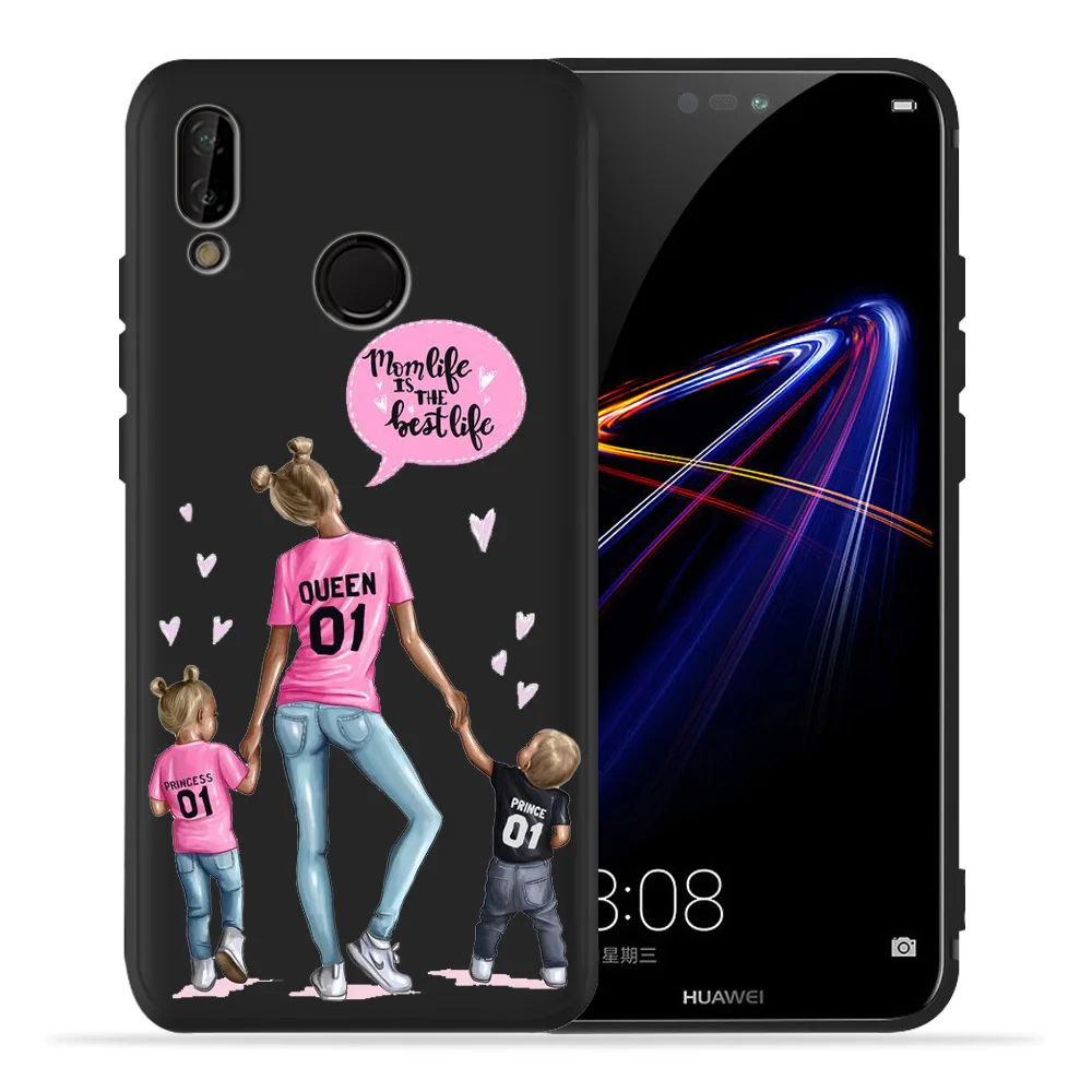 Для huawei honor 8 lite чехол для телефона для мамы и дочки Черный силиконовый чехол из ТПУ для huawei honor 8C 8X9 Lite 10 Lite Coque Etui