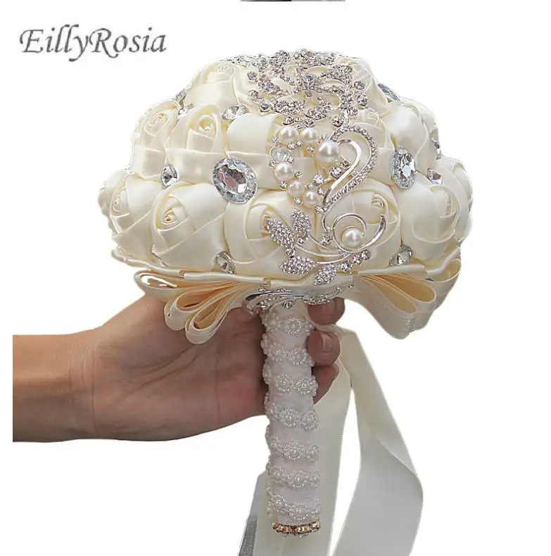 

Свадебный букет de mariage exotique, золотые украшения, брошь с жемчугом, ручной работы, атласные ленты с розами, стразы, искусственный букет невесты