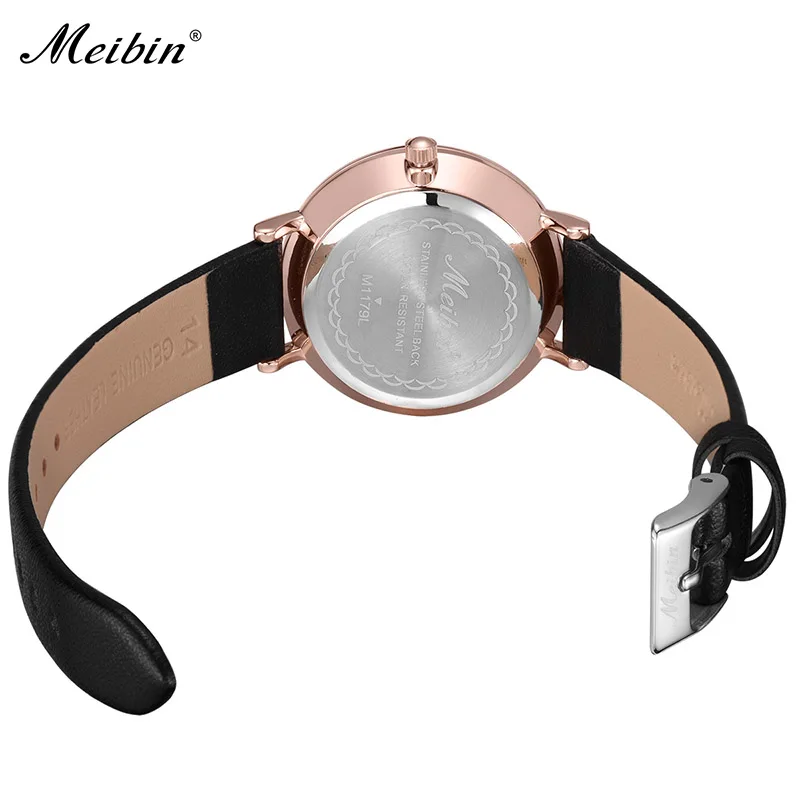 Новые модные женские часы MEIBIN 2018 лаконичные кварцевые повседневные наручные из