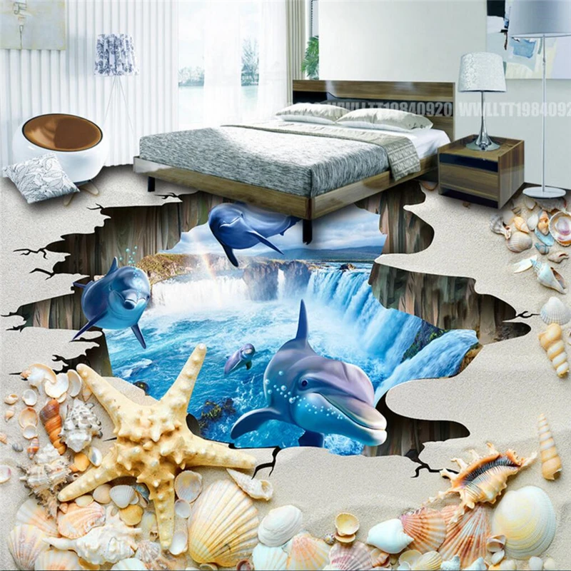 Beibehang Картина Copyright пляжные ракушки фото самоклеящиеся обои 3D напольные волны