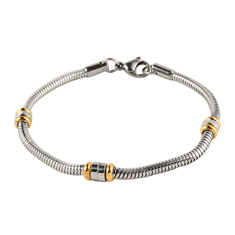 silver color Роскошный бренд, 20 см, длинные серебряные браслеты из нержавеющей стали, для женщин, для вечеринки, подарок, браслеты с бусинами - Окраска металла: silver color