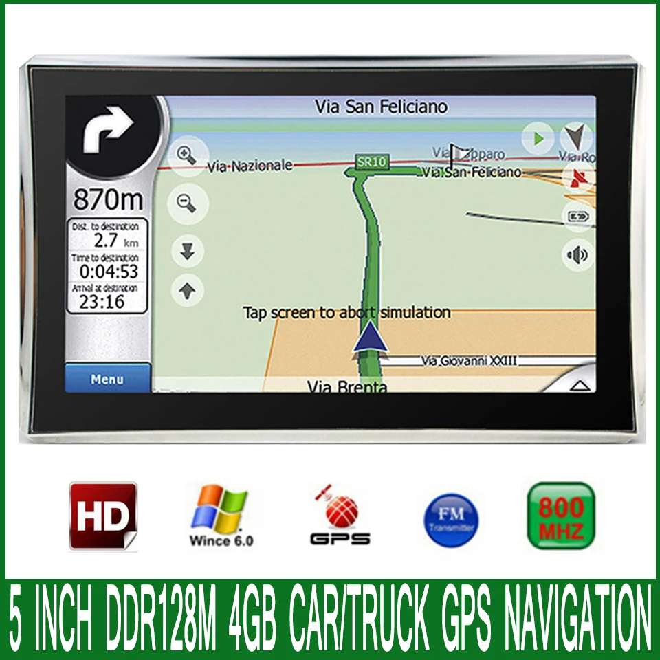 Автомобильный навигатор MTK MS2531 5 дюймов HD GPS CE 6 0 процессор 800 МГц FM/4 ГБ 128 м новейшие