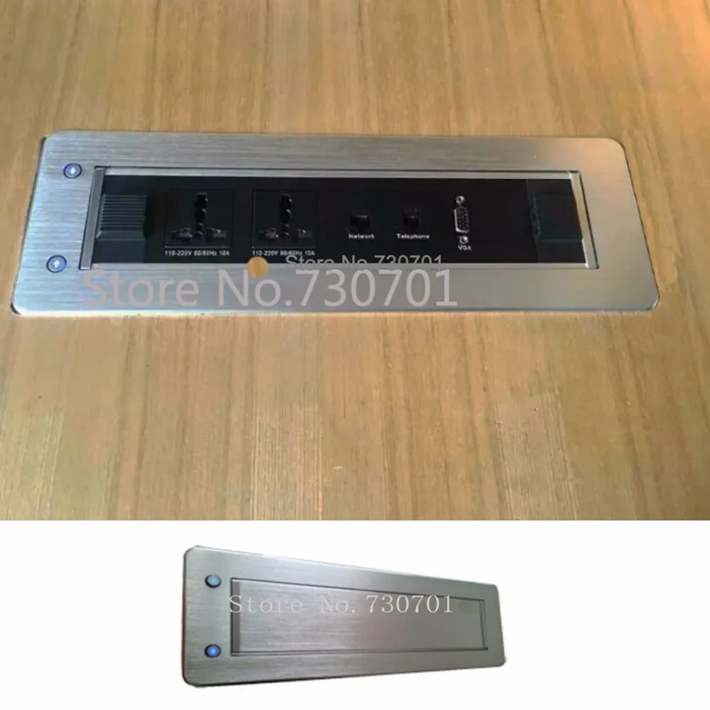 Моторизованная мебельная розетка из алюминия обеспечивает надежную среду