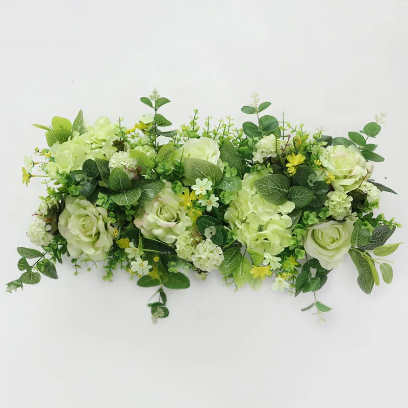 Green JAROWN искусственная Роза Гортензия пион ряд цветов DIY Свадебная вечеринка Декор сцена на фотографии сценические эффекты украшения Флорес - Цвет: Green