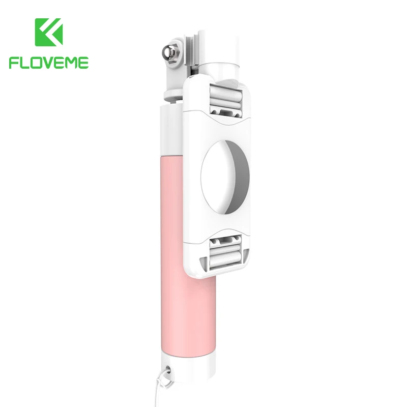 Проводная селфи-палка FLOVEME для iPhone 6, 6 S, huawei, samsung, монопод для селфи, Складная портативная селфи-палка, монопод - Цвет: Pink