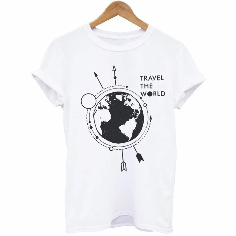 2300 Summer Women T Shirt Cosmic Belief Harajuku New Ins Travel The World Tshirt Women Cartoon Printed Vogue Casual Tee Shirt Femme - Цвет: 2300