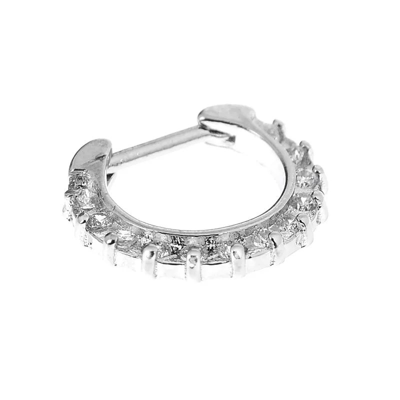 Женская перегородка для пирсинга носа кольца подковы стразы из нержавеющей