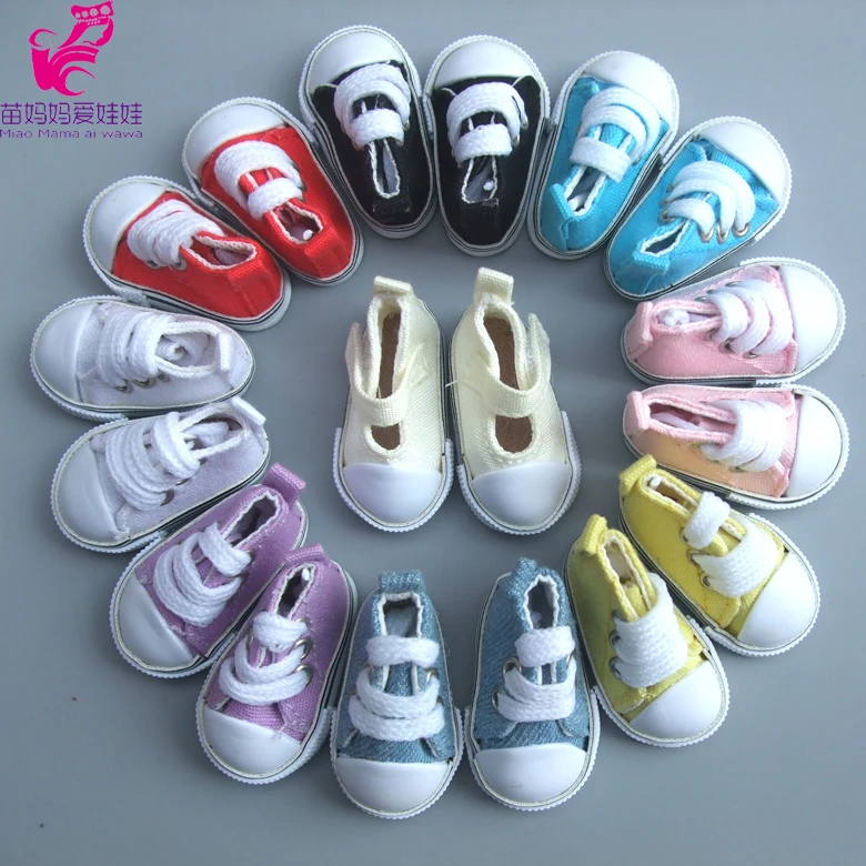 

1 pair 5cm Canvas Shoes For handmade fabric art Doll Mini Toy Sneaker Bjd Doll Shoes for Russian Doll Accessories