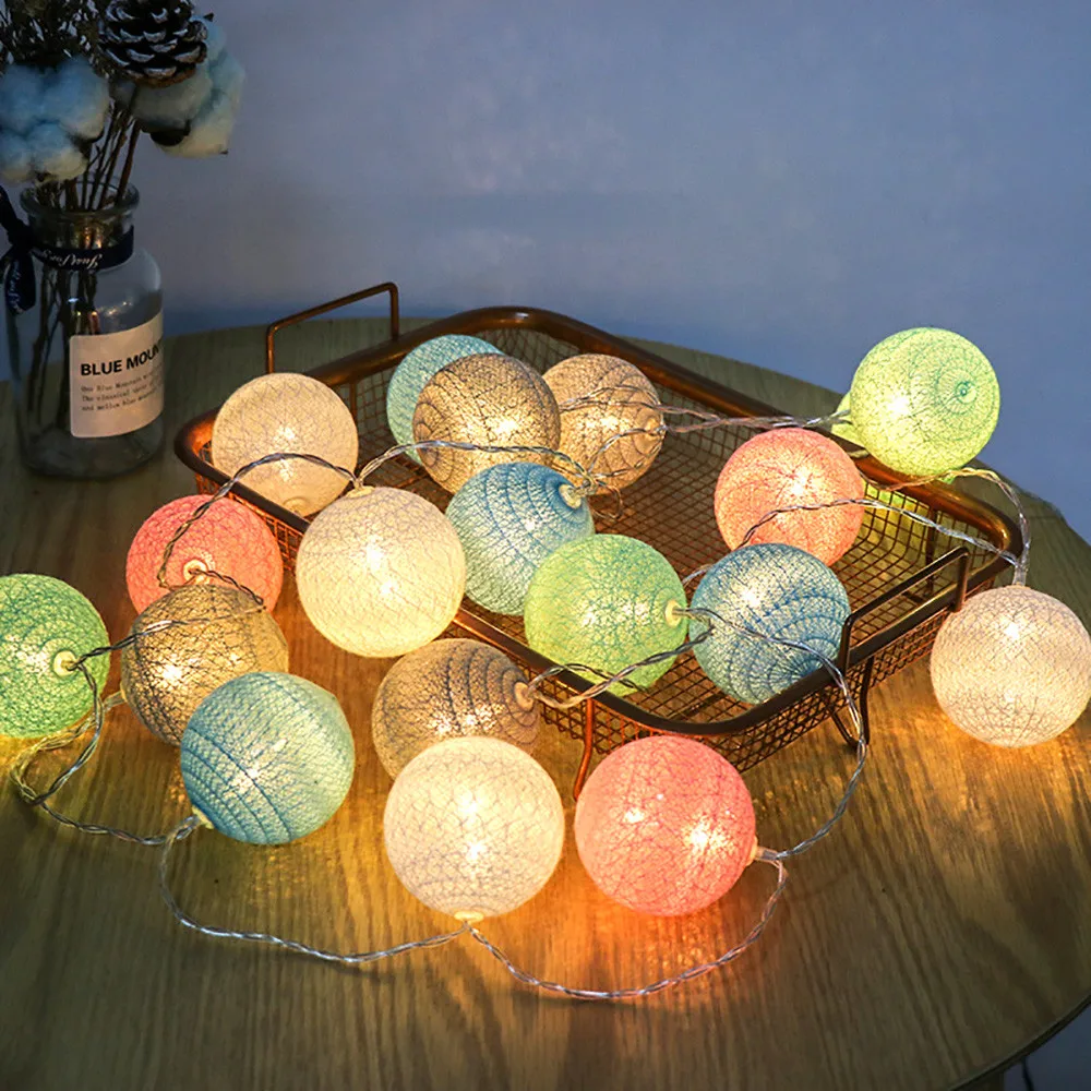 3 м 20LED гирлянды, ватные шары, гирлянды, фея, висячие, для свадьбы, спальни, гостиной, патио, рождественские украшения гирлянды