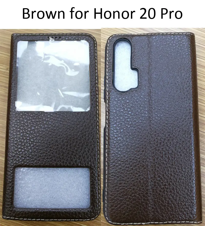 Brown Чехол из натуральной коровьей кожи для huawei 20 Pro Honor 10 View 20 - Цвет: Brown