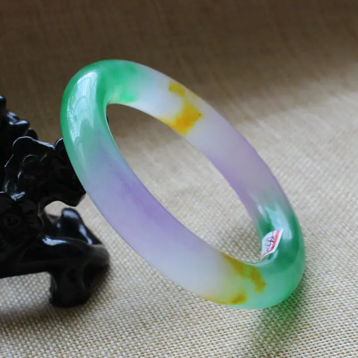 

57-58mm Chinese Beautiful Lavender Purple Green Gems Bracelet Bangle A-1381