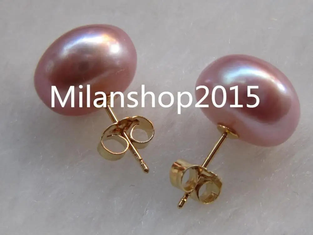 

natural 12-11 mm baroque pink south sea Pearl Stud Earrings >free shipping