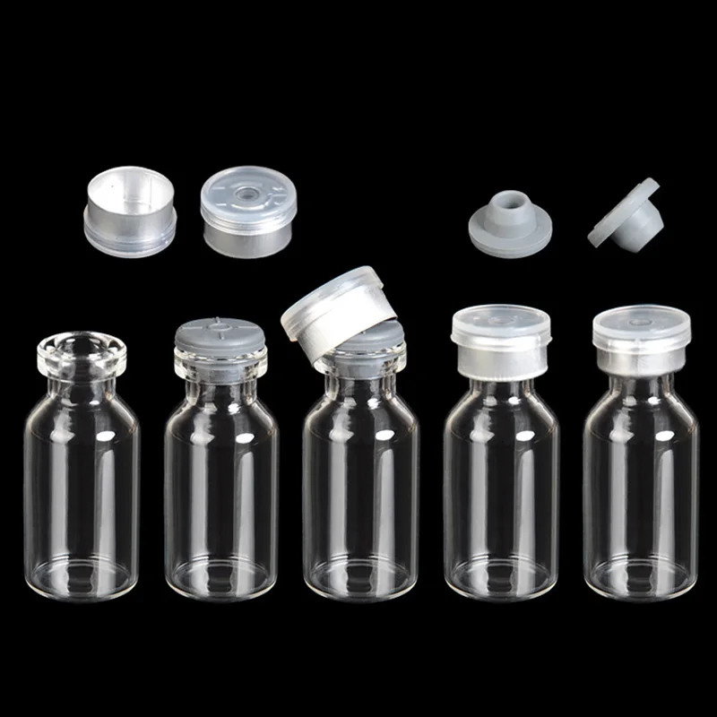 50pcs 2ML 5ML Mini Glass Bottle Butyl Rubber Stopper+Aluminum Plastic Cover Transparent Jar Laboratory Liquid | Красота и здоровье