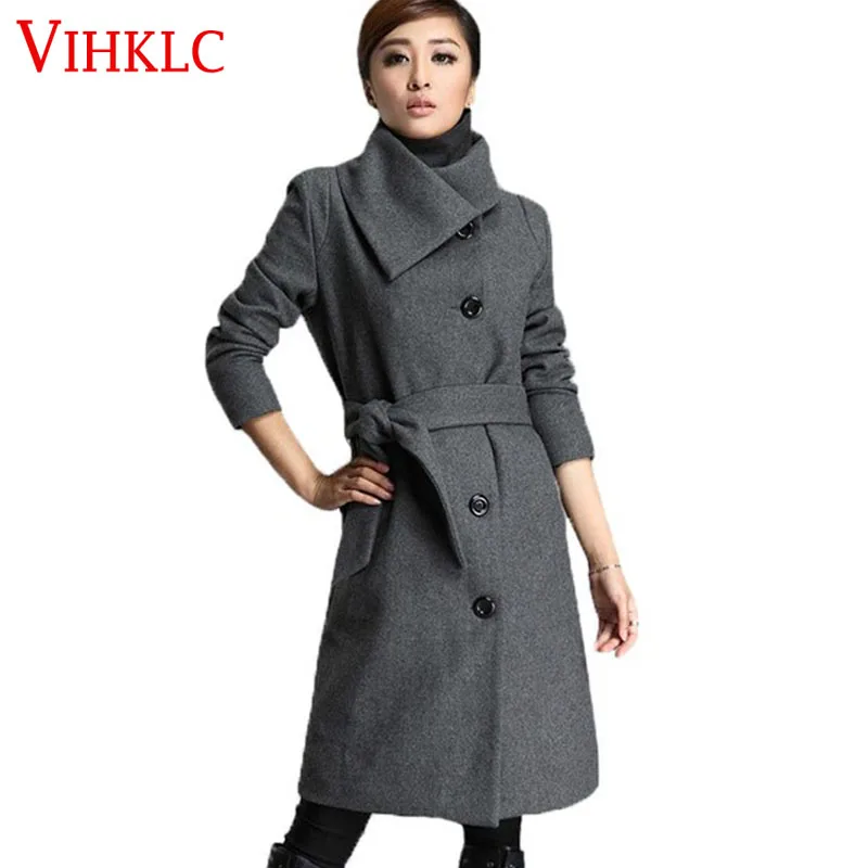 2016 осень зима шерстяное пальто Для женщин тонкий длинный Шерстяное отложной