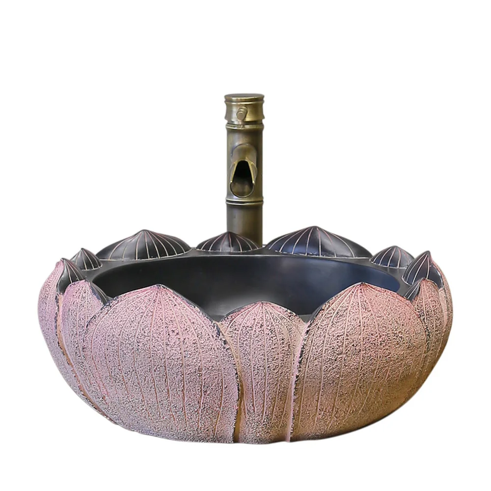 Цветочные столешницы для раковины чаши ванной комнаты креативный умывальник Lotus