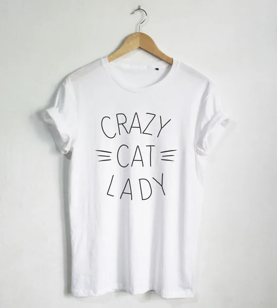 Футболка для девушек Crazy Cat модная футболка хипстерская унисекс большой размер и