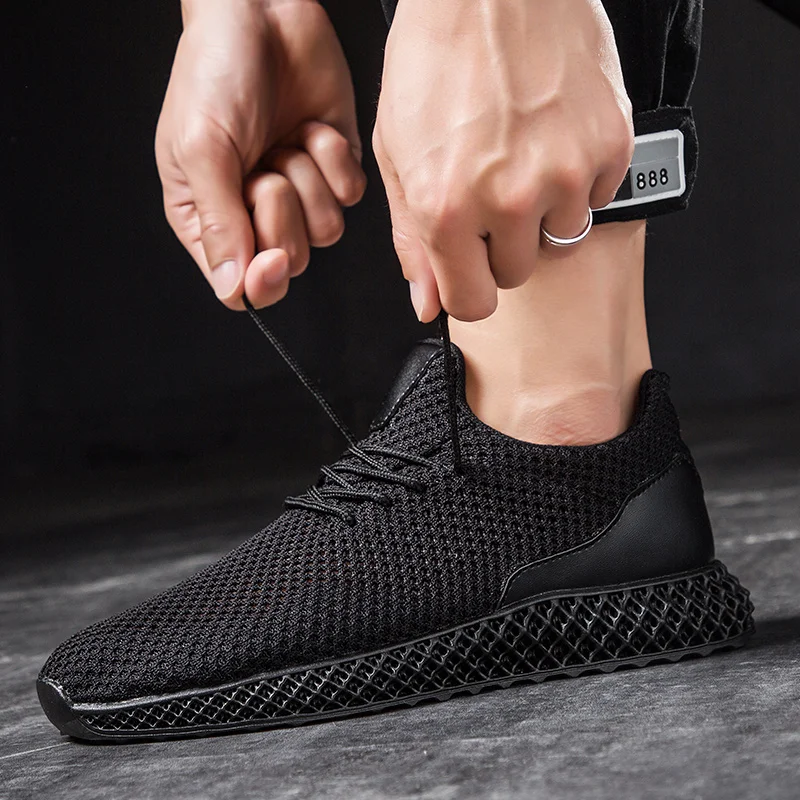 Мужская Беговая спортивная обувь Flyknit дышащие Нескользящие мягкие мужские комфортные кроссовки для активного отдыха Удобная прогулочная обувь