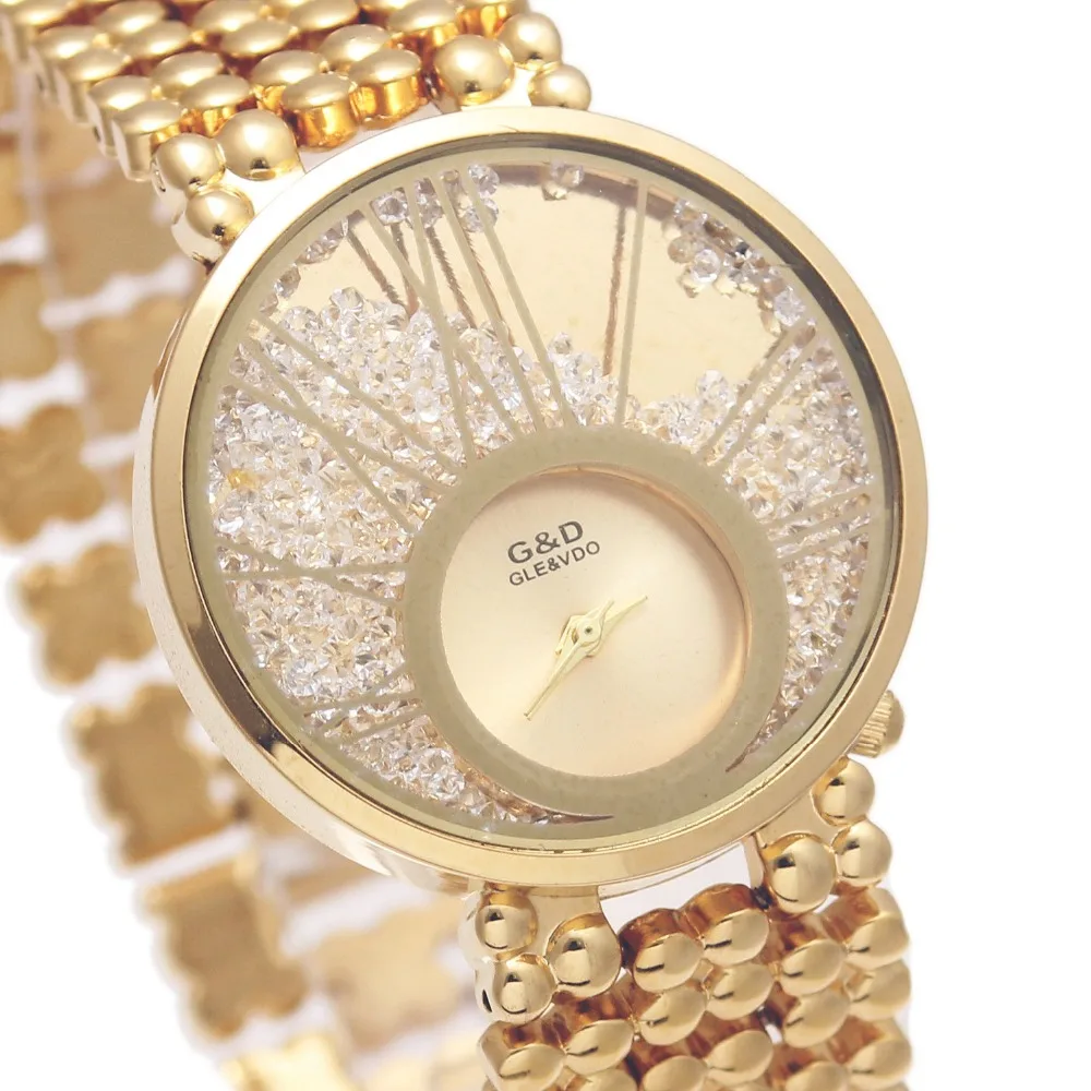 2017 брендовые роскошные женские кварцевые наручные часы G &amp D золотые с браслетом