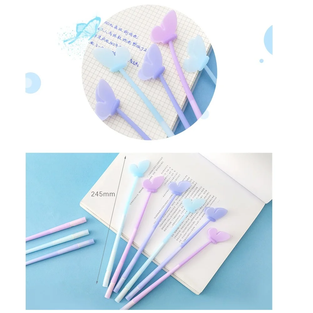 

24 Pcs/Lot Novelty Color Butterfly Gel Pen Blue Ink Writing Pens Gift Stationery Office Item School Supplies Canetas