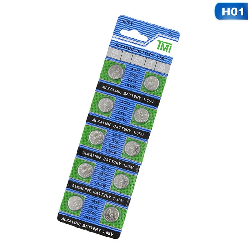 10 шт. AG13 1,5 V LR44 L1154 RW82 RW42 SR1154 SP76 A76 357A пила lr44 SR44 AG 13 Щелочная Кнопочная батарея монета Батарея