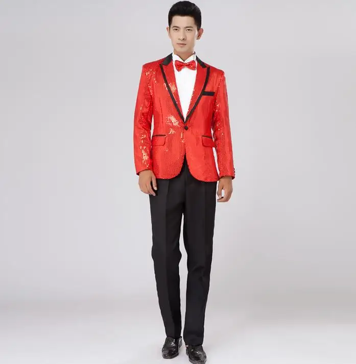 Черный белый красный золотой синий блестящий тонкий костюм мужской новейший