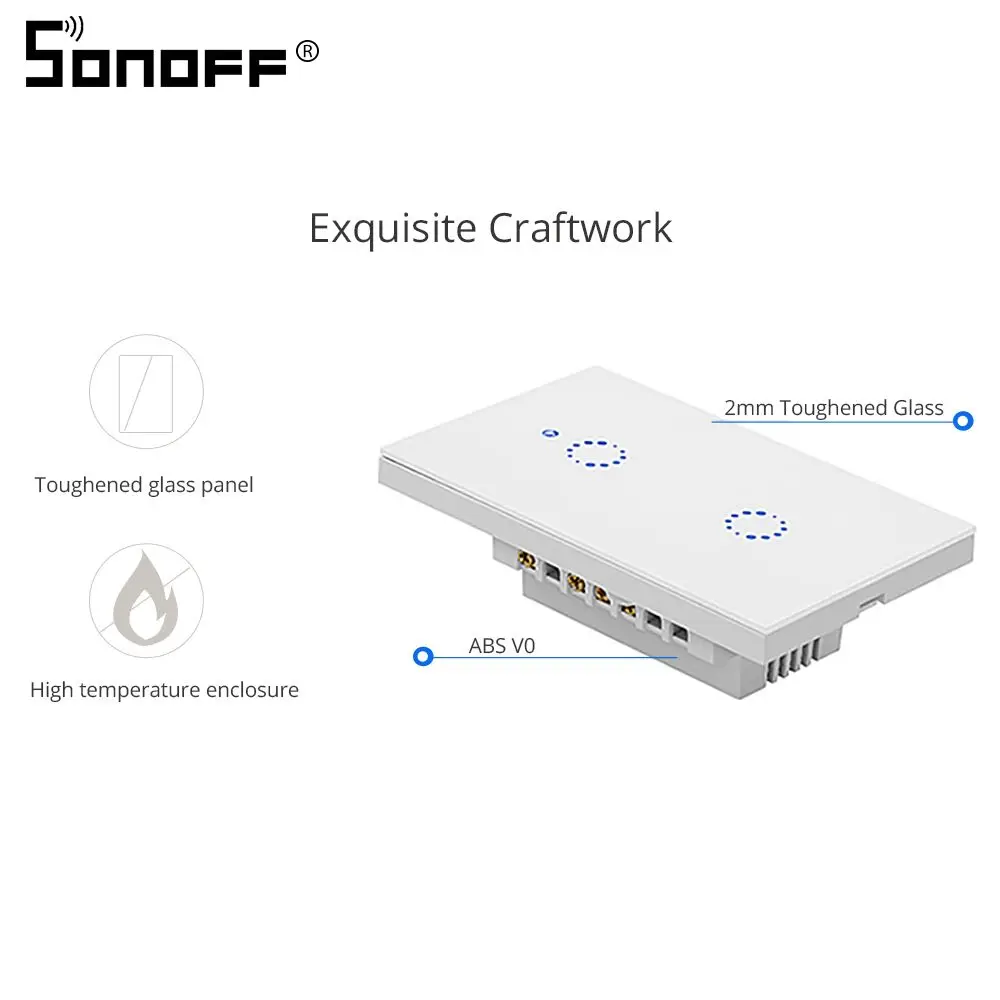 Интеллектуальный выключатель света Sonoff T1 нам светодиодный Стекло Smart настенный