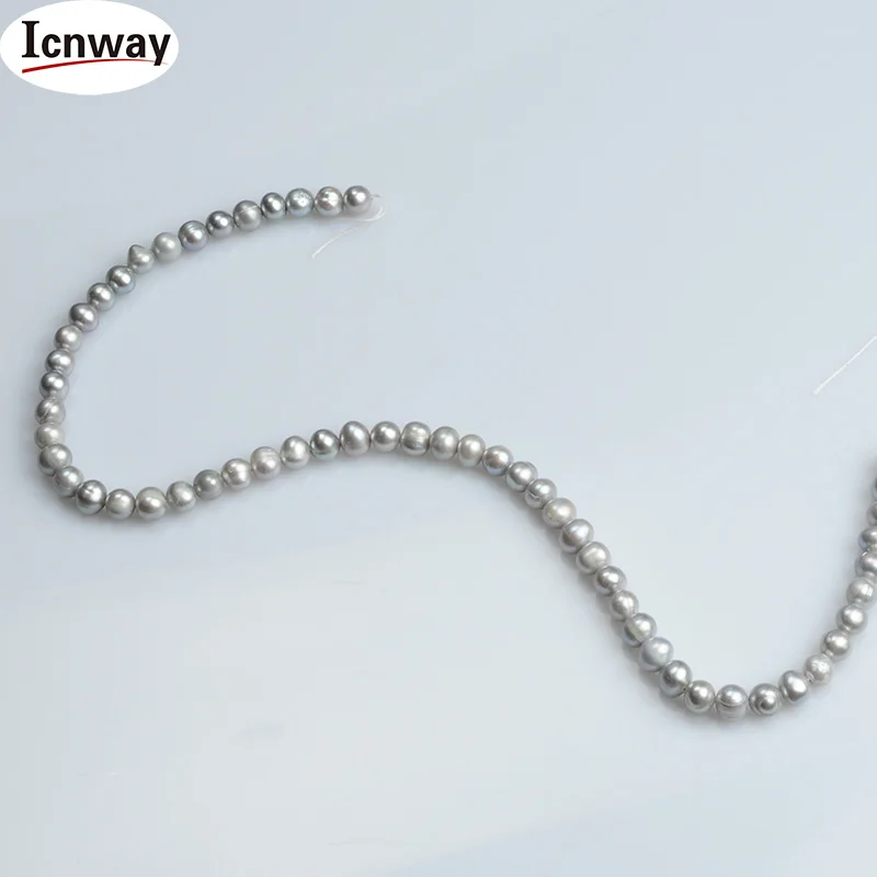 

Natural AA gray round freshwater Pearl 7-8mm For Jewelry Making 15inches DIY necklace bracelet earring FreeShipping Wholesale