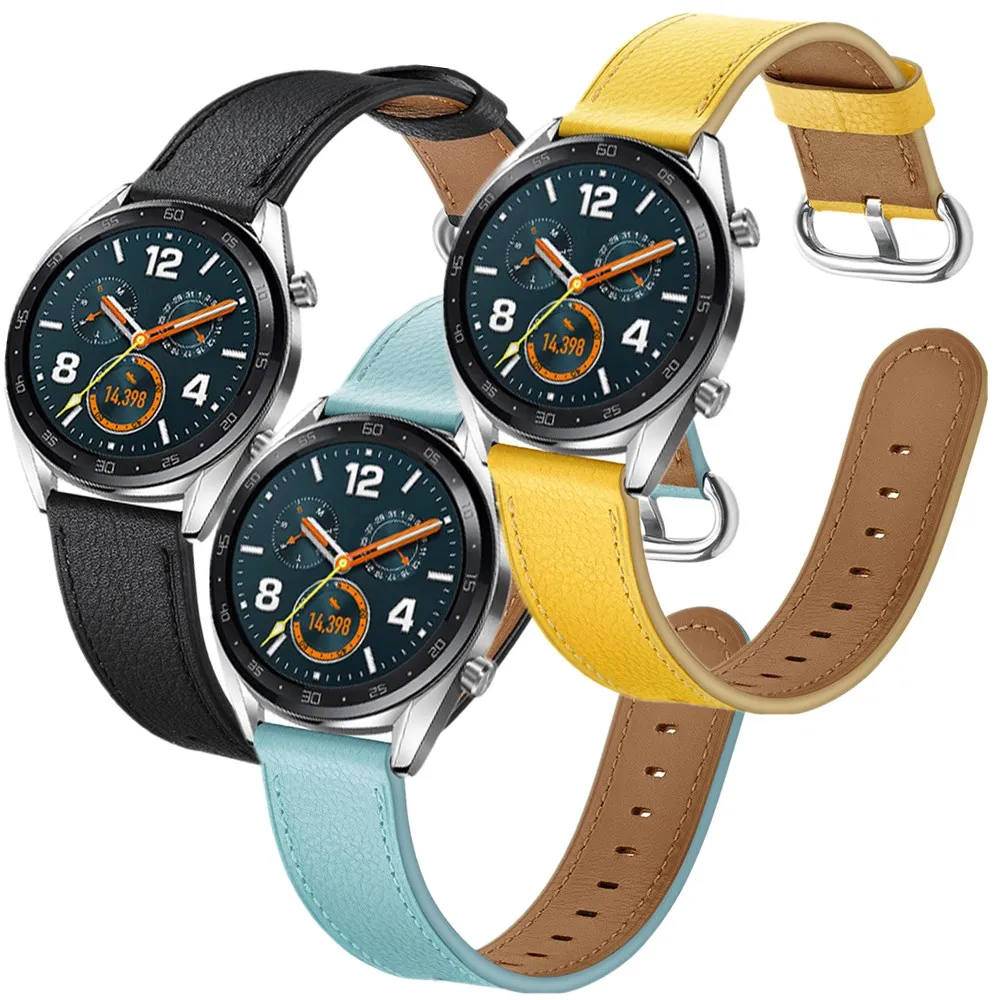 22 мм ширина кожаный ремешок для часов huawei GT/Watch Magic для samsung Galaxy 46 мм/Galaxy Активный ремешок браслет на запястье