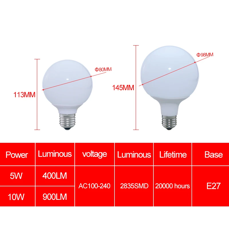 Молочно Белая светодиодная лампа 2835SMD E27 5 Вт 10 100 240 В лампы накаливания шаровые
