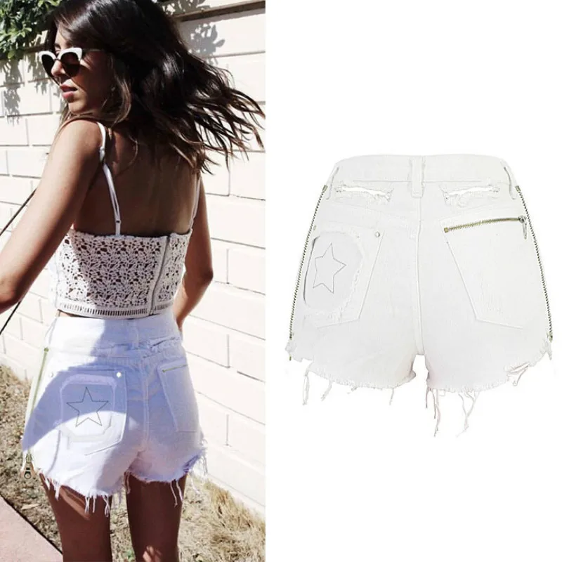 Женские рваные джинсовые шорты LOGAMI на молнии пляжная одежда с вышивкой в виде